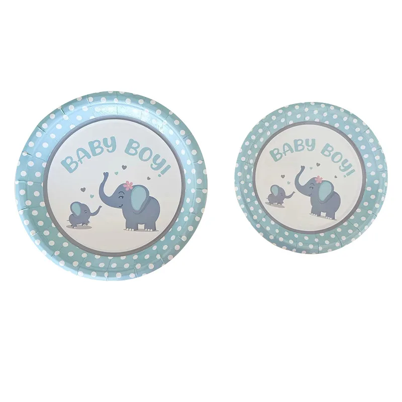 Custom Logo Dinnerware Set Paper Plates Disposable Party Tableware Baby Tableware Set Tea Cups Set for Baby Shower