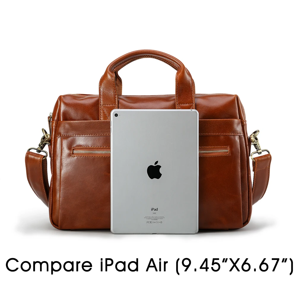 New Design Custom OEM Logo Full Grain Oil Wax Leather Official Laptop Bag for Man Real Cowhide Leather Business Briefcase