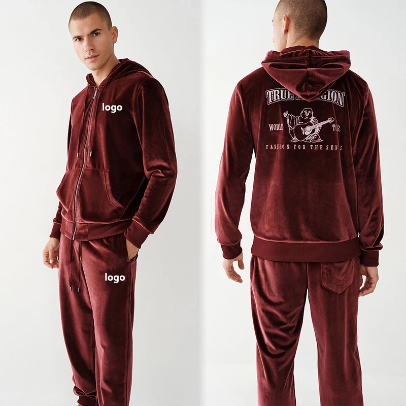 Custom Sportkleding Luxury Velvet Tracksuits for Men