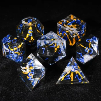 7Pcs Yellow Volcano Dice Resin Polyhedral Dice For DND Role Games Playing Collection Set