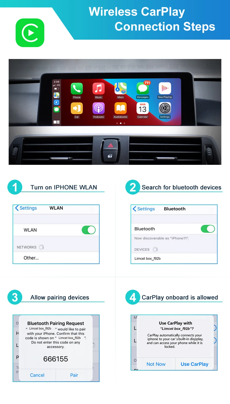 Android Decoding Box Function STWEI Carplay Box - Wireless Apple Carplay Module for BMW