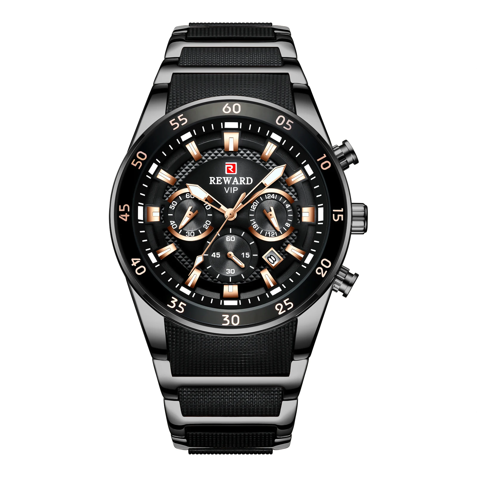 Reward Custom Hight Quality Chinese Luxury Expensive Man Watch for Sports China Suppliers OEM Analog Steel Strap Wristwatch