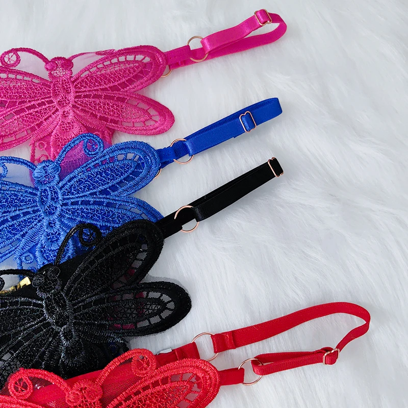 Very Hot Girls Thong Sexy G-string Open T-Back Hipster Women's butterfly Erotic Underpants Embroidered Adjustable Pearl Thong