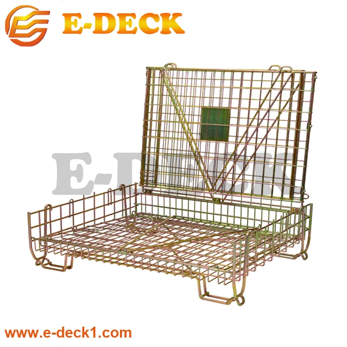 Folded Galvanized Steel Welded Factory Wire Mesh Pallet Assemble Cage for Warehouse