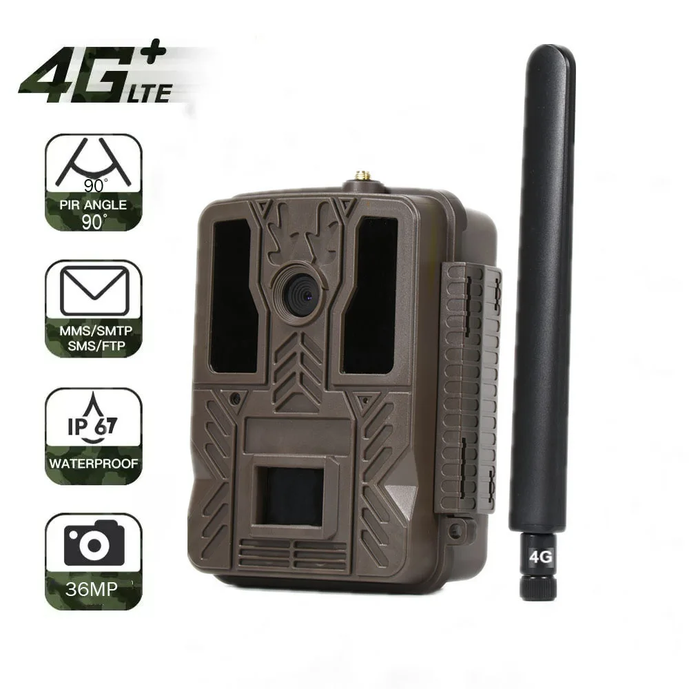 BSTCAM 36MP 4G Wireless GPS Hunting Trail Camera Cellular Game 940nm Invisible LEDs APP Control MMS SMTP Functions Supports SD