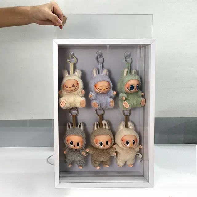Handmade LED Wooden Shadow Box Picture Photo Frame Creative Mini Figure Cabinet with Plush Doll Customized Size