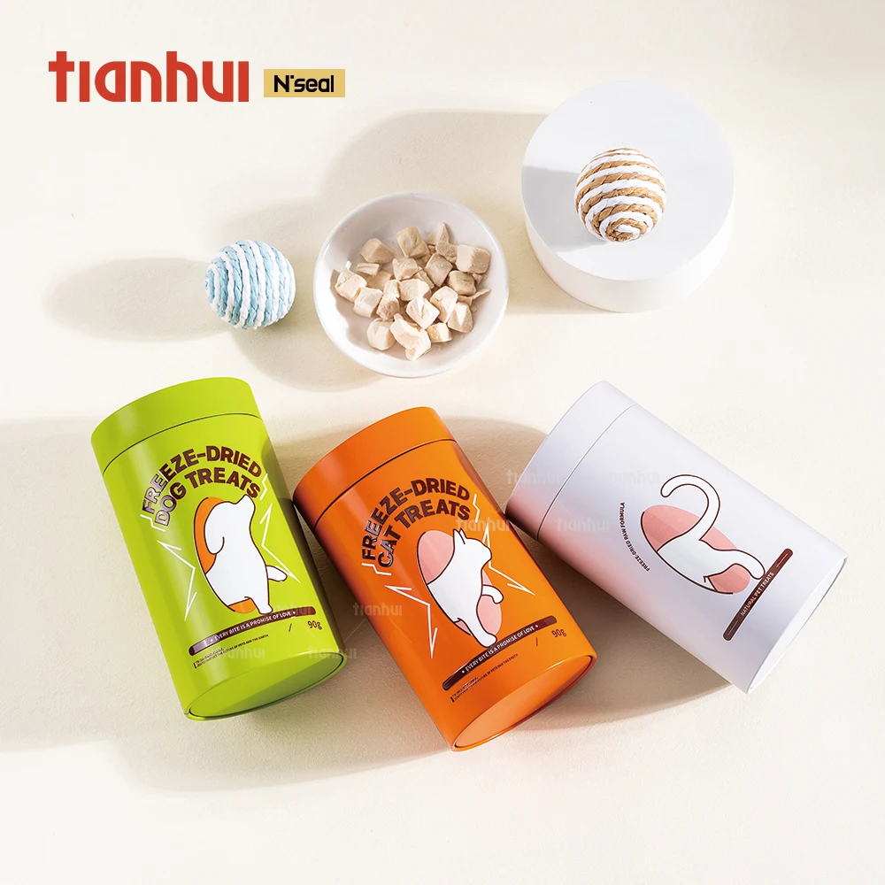 Boîte de rangement étanche Tianhui pour friandises de compagnie, contenant en tôle personnalisable pour fournitures alimentaires pour animaux