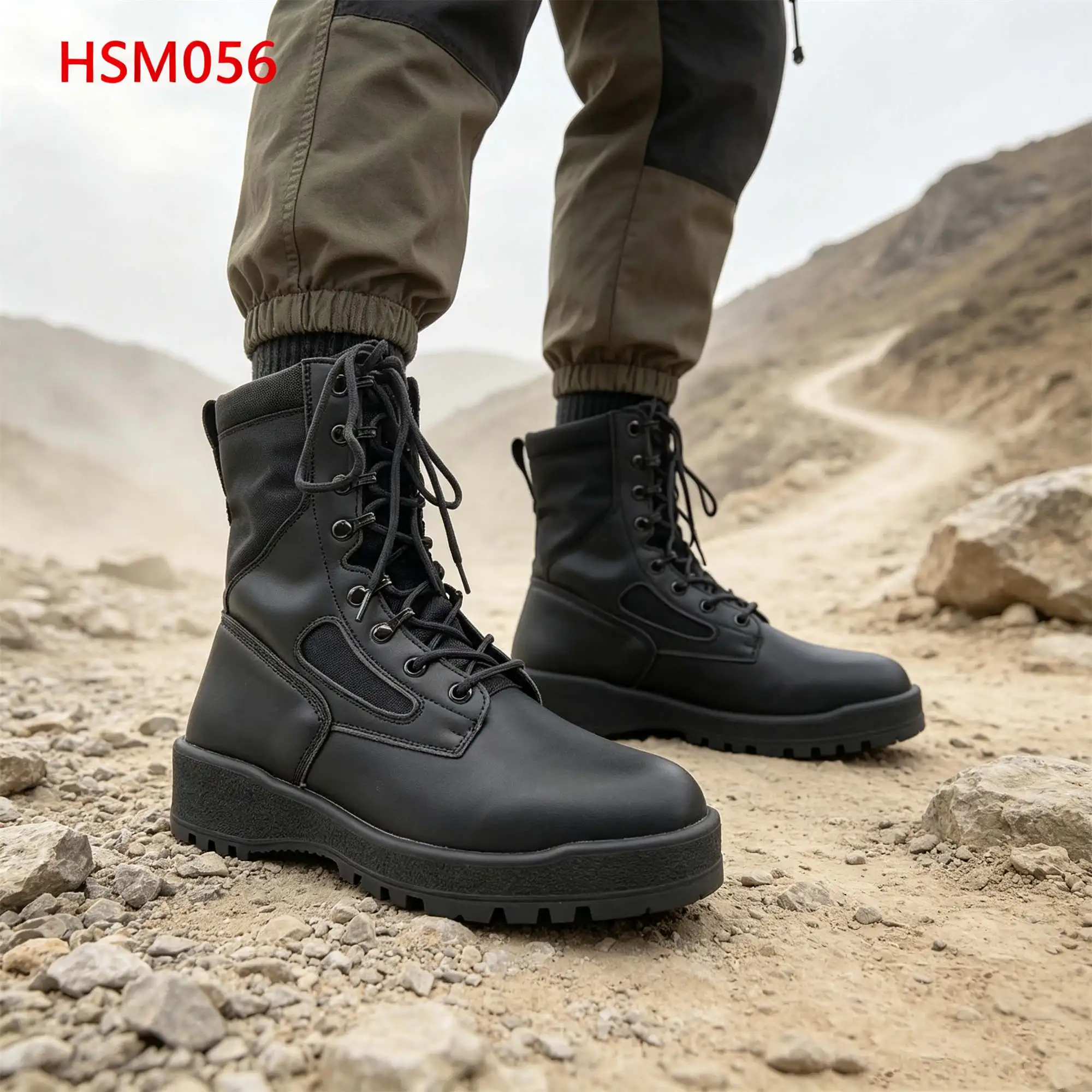 ZYF,Safety Practice Water Repellent Nylon Fabric Combat Boots Double Colors Rubber Outosle Tactical Boots for Retail HSM056