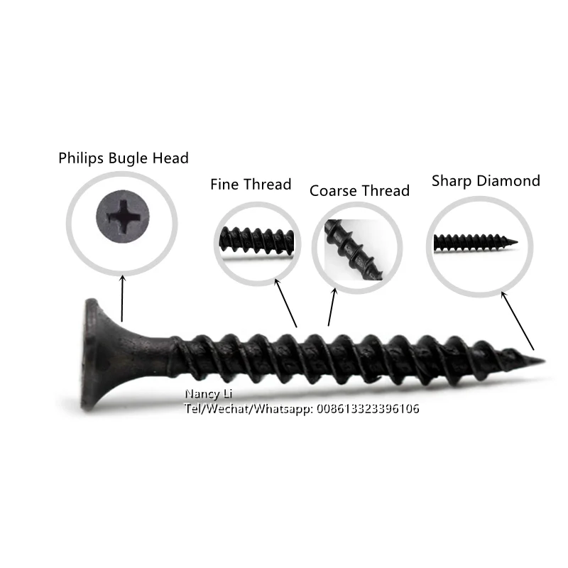 C1022a Self Tapping Metal Bugle Head Black Phosphating Drywall Screws