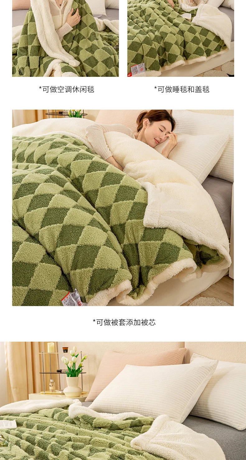 New design polyester super soft warm blanket custom checkerboard cozy fluffy plush sherpa throw blankets for winter supplier