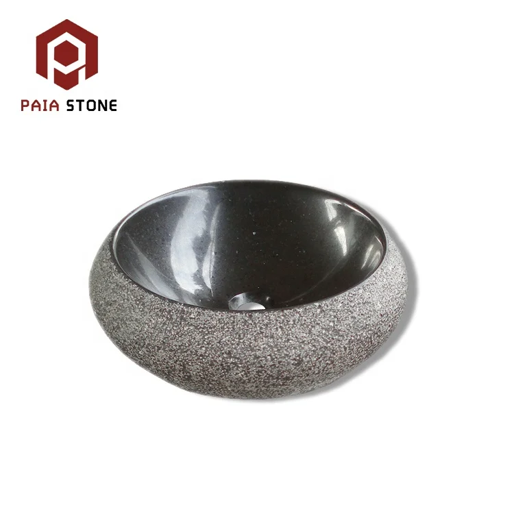 Modern Design Natural Black Granite Stone Vessel Sink Hot Sale for Hotel Bathroom Use