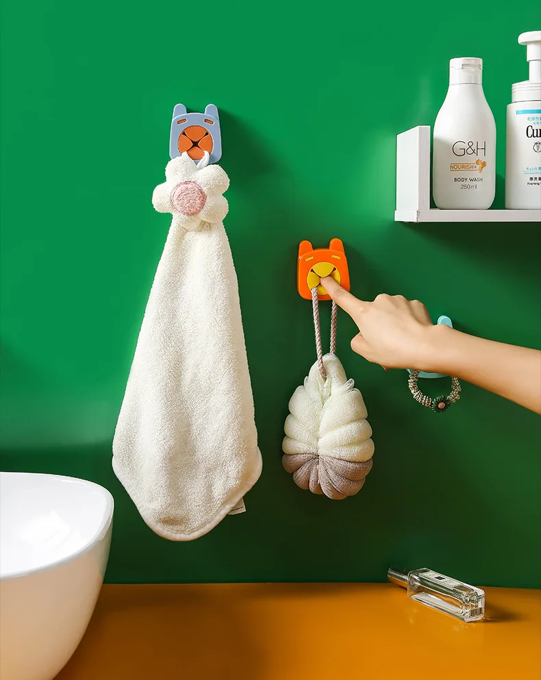 Cute little monster towel stopper Bathroom punch-free bath towel towel storage rack Kitchen rag hanger storage rack factory