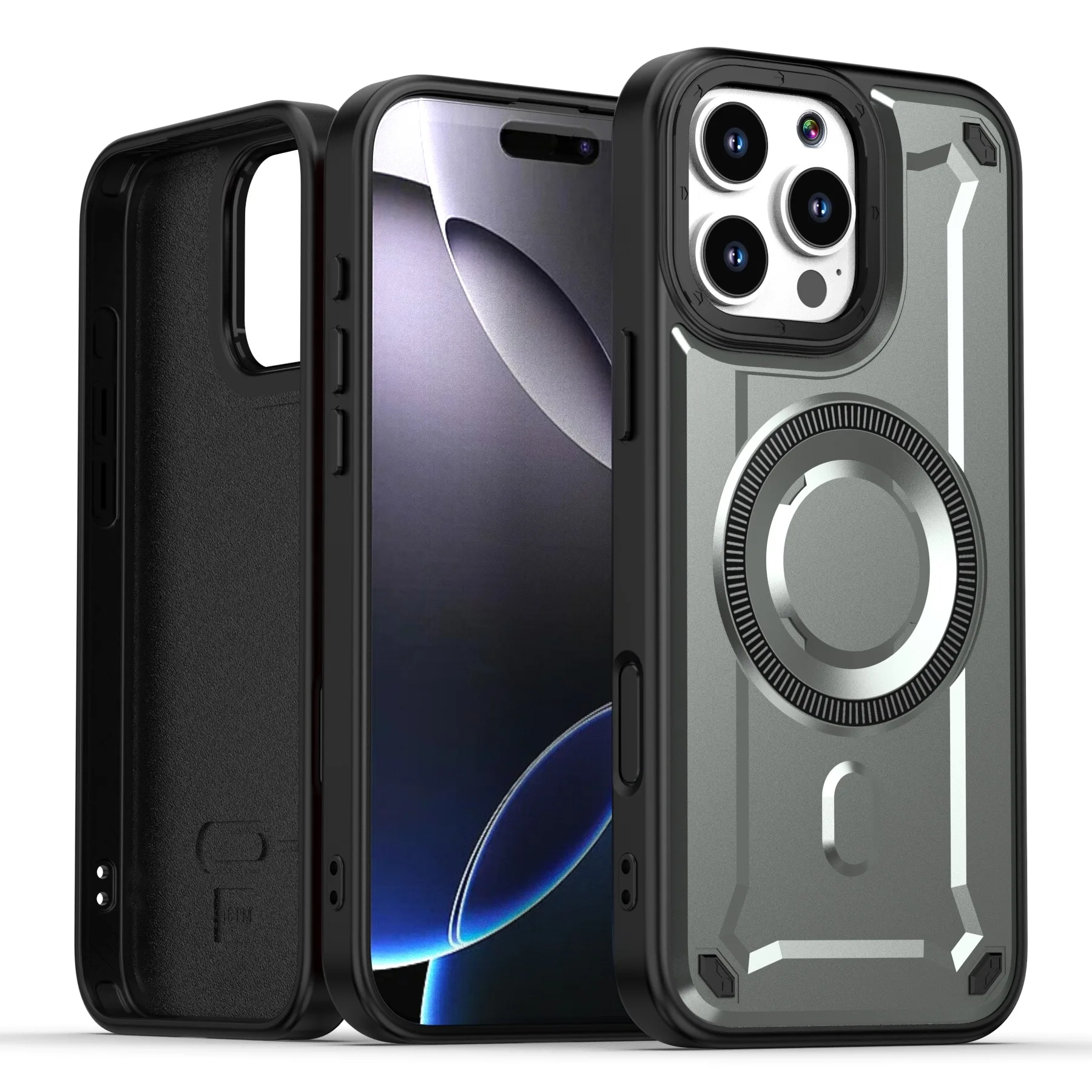 Strong Magnetic TPU PC Phone Cover for iPhone 16 Pro Max 2-in-1 Heavy Duty  Military-Grade Shockproof Premium Protective Case