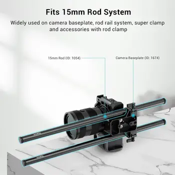 For SmallRig 16 Inches (40 Cm) Black Aluminum Alloy 15mm Rod with M12 Female Thread Pack of 2 Camera Accessories detail image