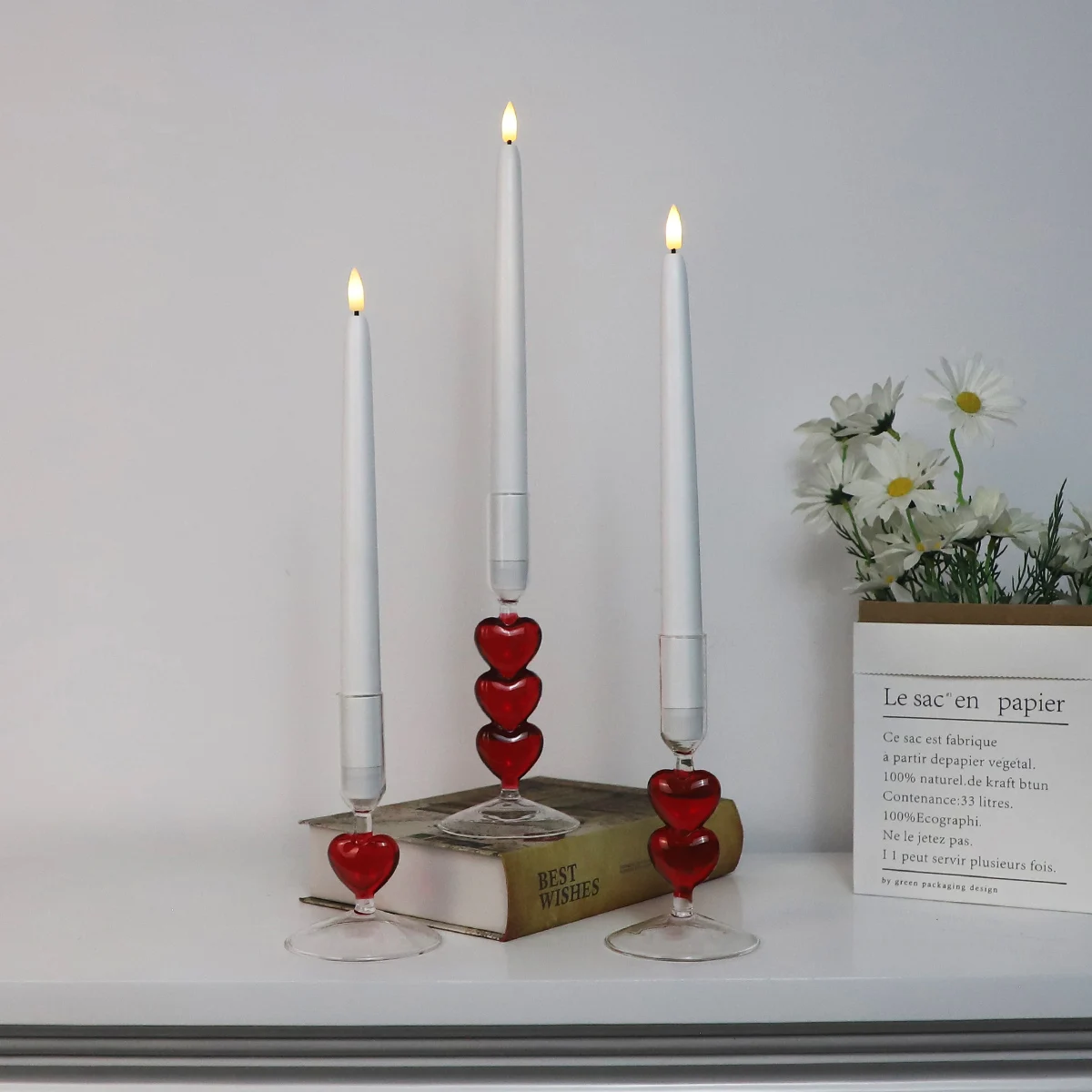 Creative Colorful New Color Purple Red Glass Candle Holder Glass Candlesticks for Home Wedding Decoration