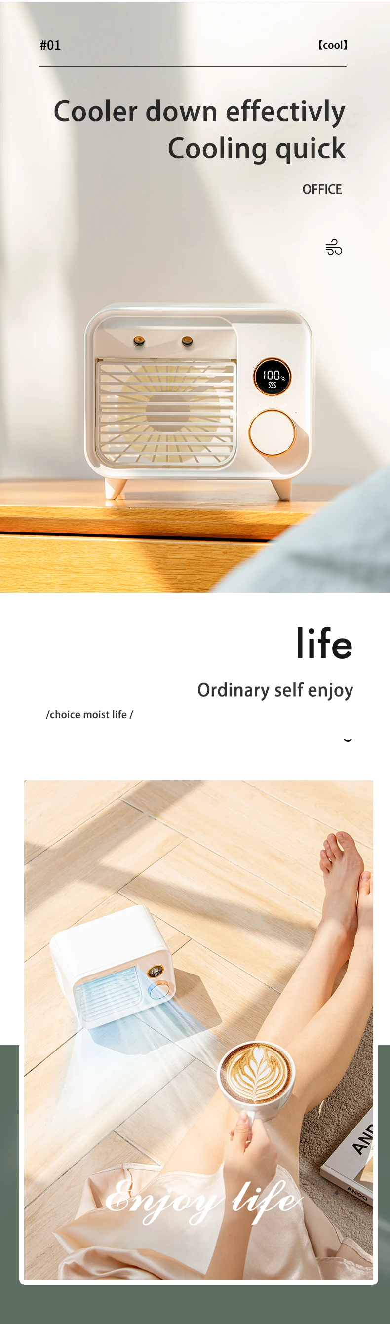 300ML Ice Water Cooler Fan 2000mAh Desktop Portable Mini Cooling Fan ...
