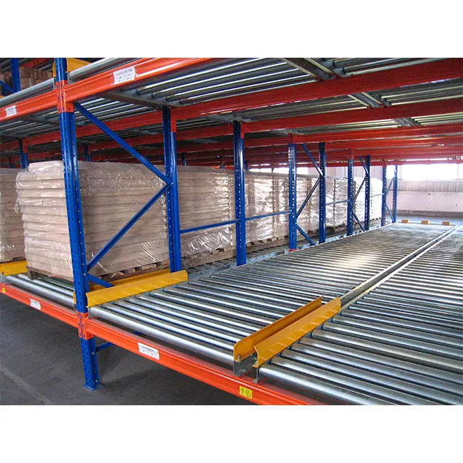 Pallet Flow Racking System Steel Shelf With Roller Tracks Warehouse Rack Storage Shelf