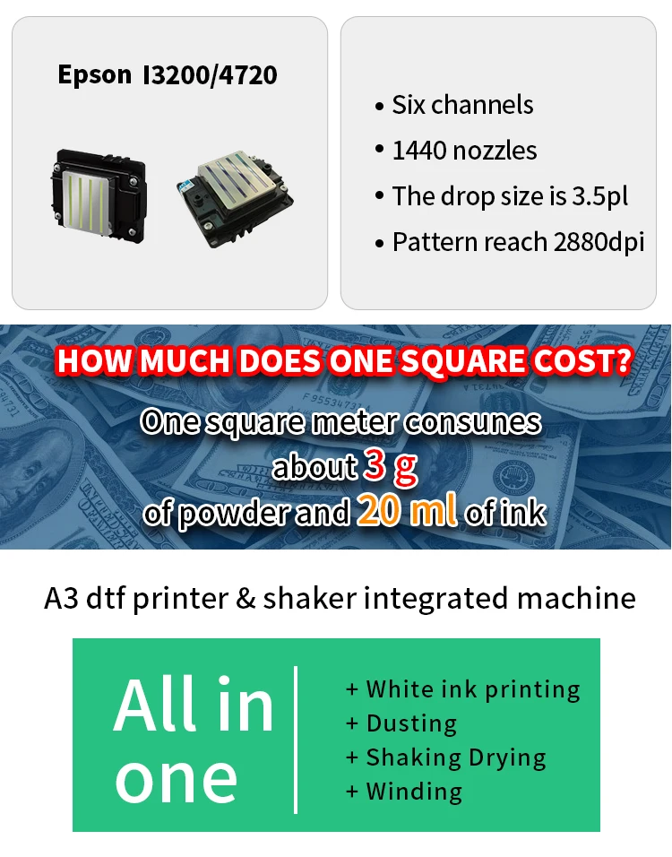 Factory Wholesale 30CM Double EPS I3200-A1 Printer Dtf A3 with Powder Shake Machine Set All in One