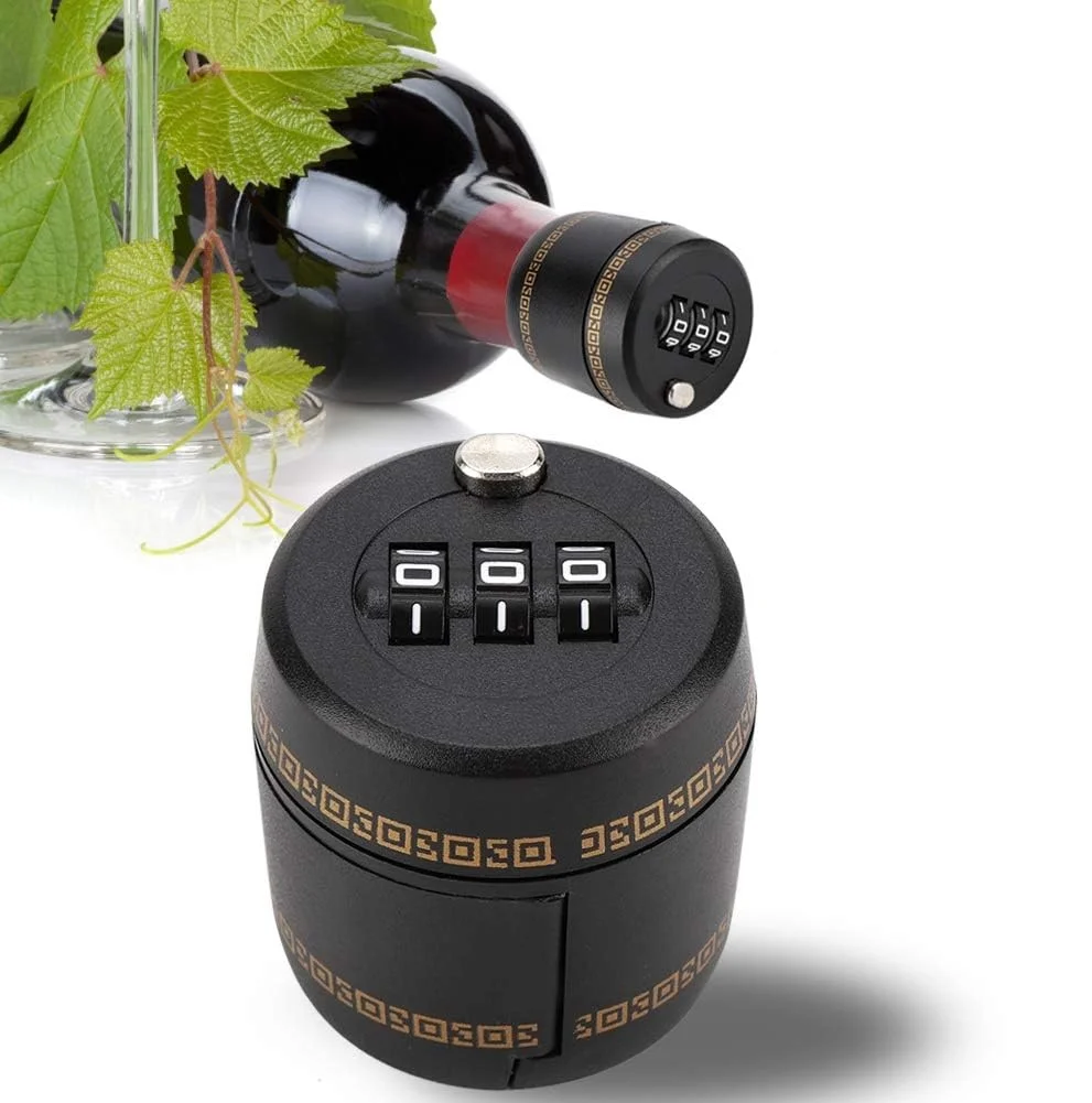 YH9075 Hot Sale ABS Wine Stopper Digital Lock 3 Password Code Wine Combination Bottle Lock