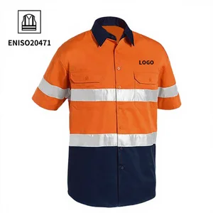 High Visibility Welding Building Construction Workwear Custom Logo Reflective Men Road Safety Clothing Work Wear Hi Vis Shirt