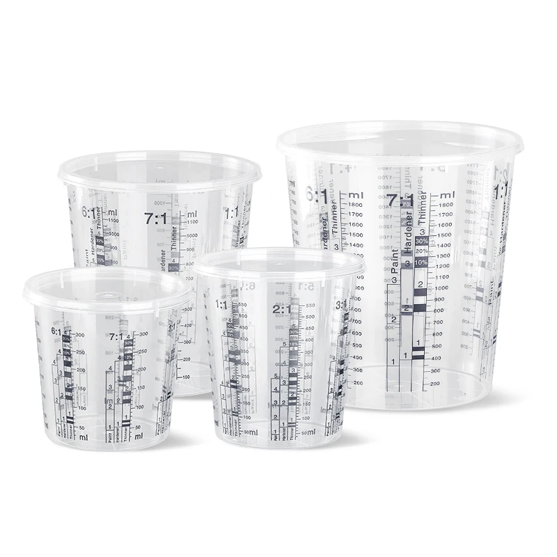 Factory Direct 385cc 680cc 1370cc 2250cc Graduated Paint Mixing Cups Have Calibrated Mixing Ratios on Side of Cup
