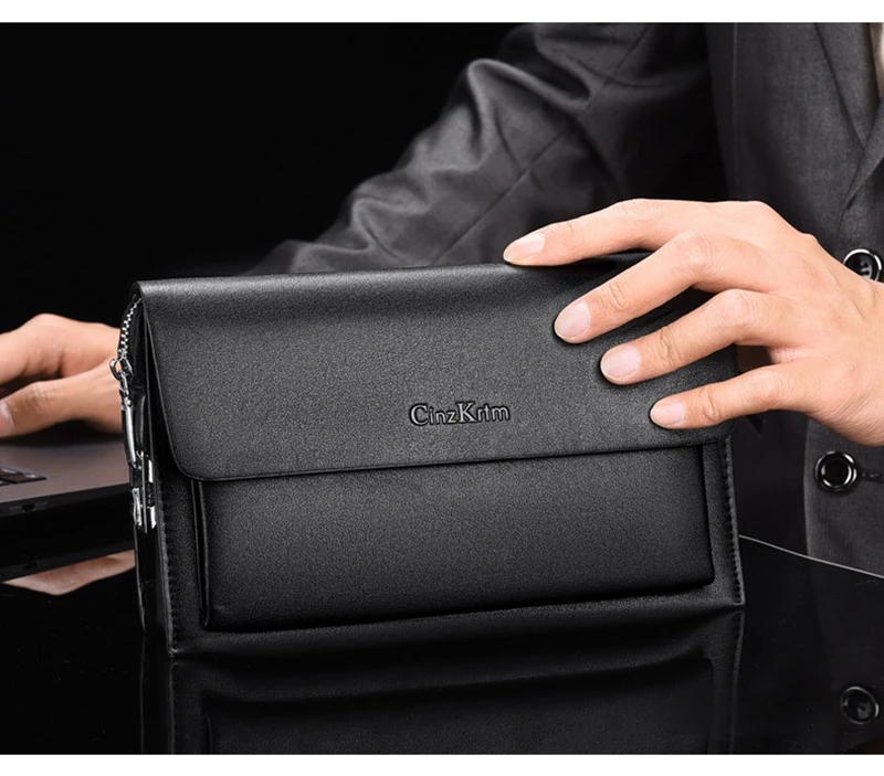 Cinzkrtm Brand Luxury Men Clutch Bag With Wristband Big Capacity Leather  Hand Bag Anti-theft Password Lock Male Business Purse - Buy Anti-theft