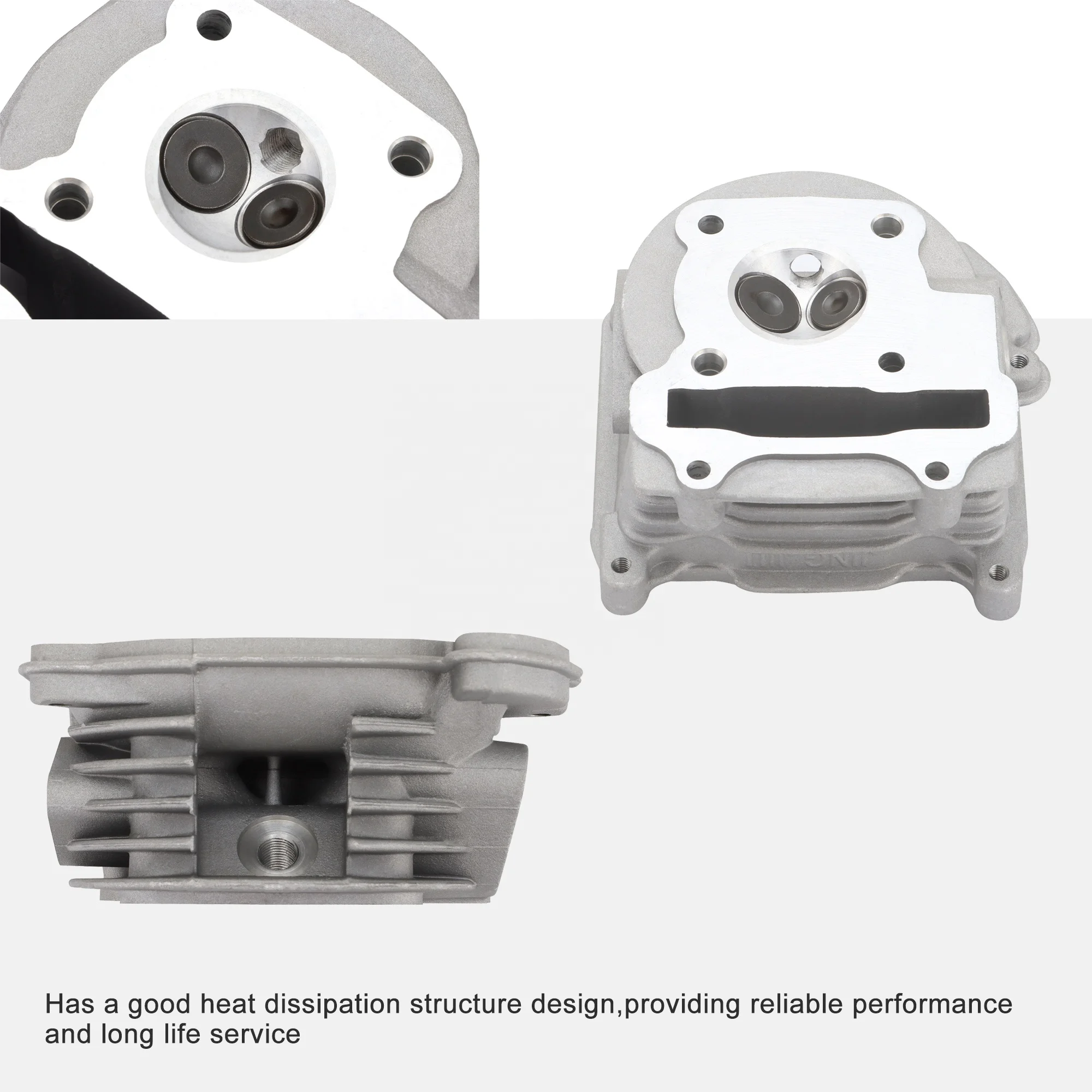 GOOFIT Cylinder Head with Valve Replacement for 4 Stroke GY6 49cc 50cc Scooter Moped 139QMA 139QMB Engine Part