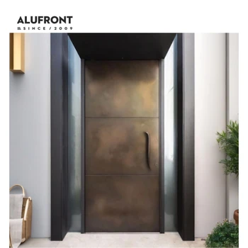 ALUFRONT Luxury Security Cast Aluminum Entrance Door Modern Aluminum External Exterior Front Entry Doors for House