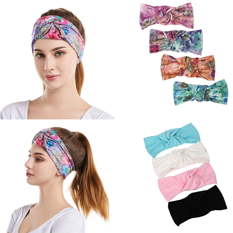 1PC Wide Women's Yoga Headband Tie Dye Sports Cotton Headwrap Hairband 