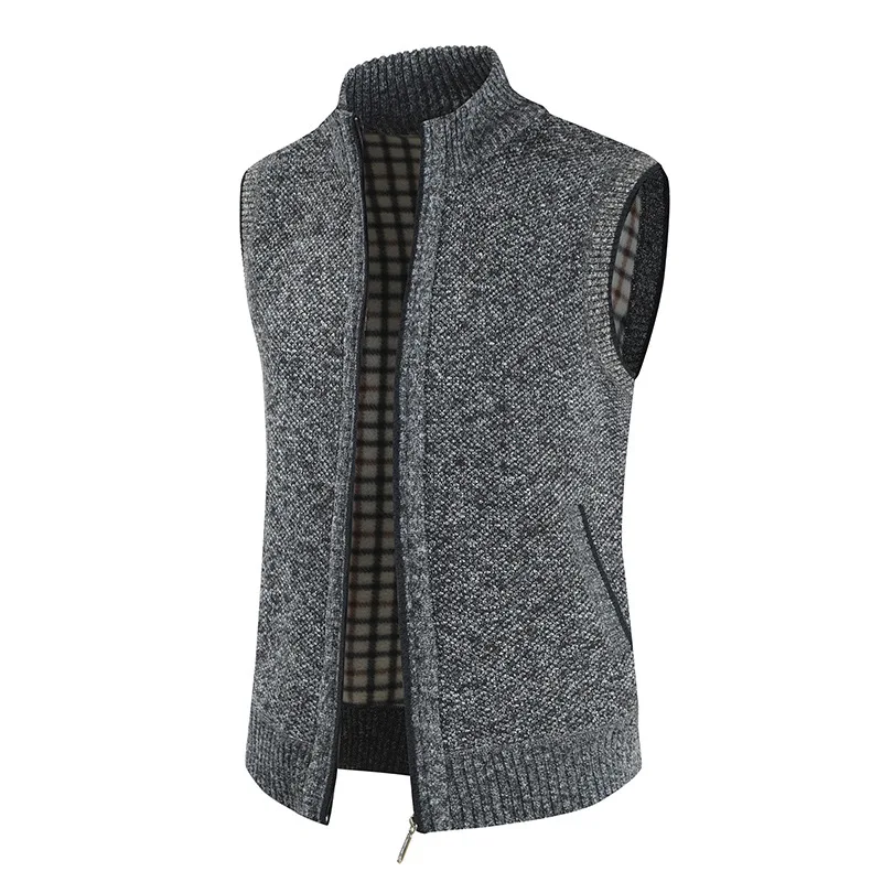 High Quality Thick Knitted Men's Sweaters Cardigan Sleeveless