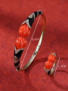 Trendy Geometric 925 Sterling Silver Zircon Bridal Jewelry Set Rhodium Plated Women's Ring Bracelet  Party Wedding Gift