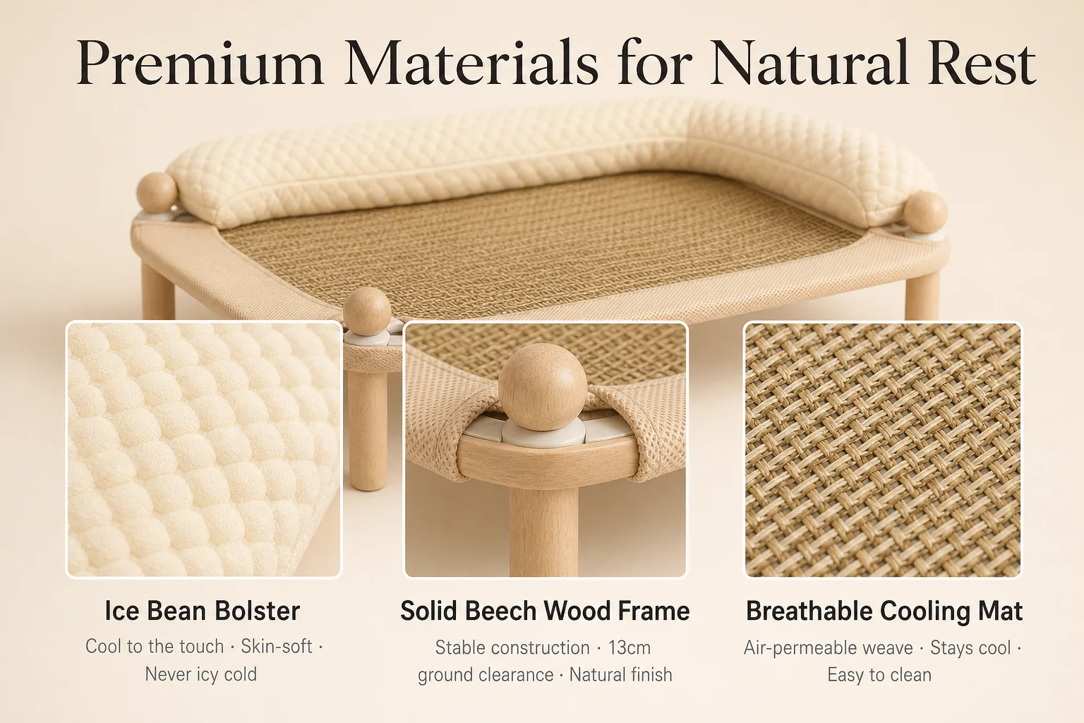Solid Wood Elevated Cat Bed with Interchangeable Mats — 3