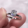 14K White-2CT Oval