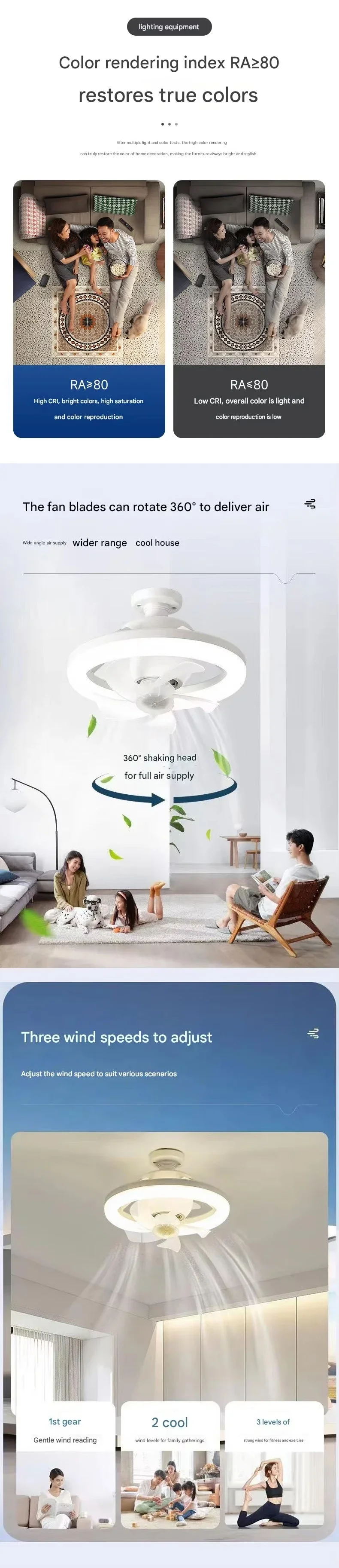 Modern Ceiling Fan with Light LED Remote Control Ceiling Fan with Light Bedroom Kitchen Hand Fan with LED Light