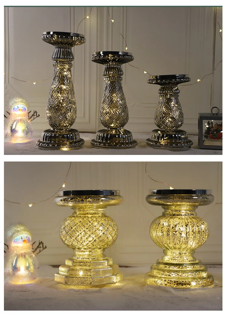 Wholesale factory personalized gold white smoke tealight votive pillar candlestick candle holders for resale details