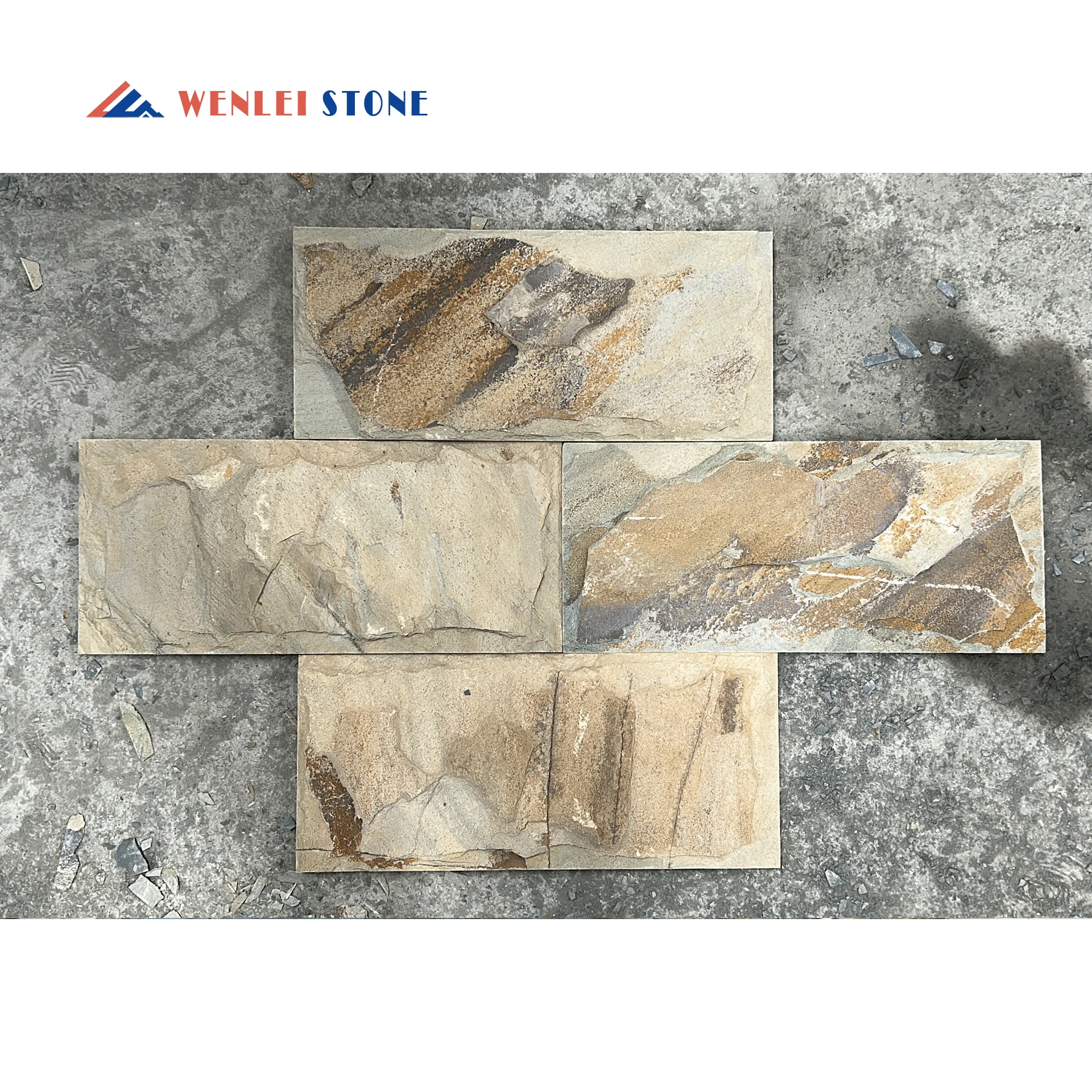 Natural Stone Rusty Color Mushroom Surface Wall Tiles Slate Stone Tiles for Exterior Wall Veneer
