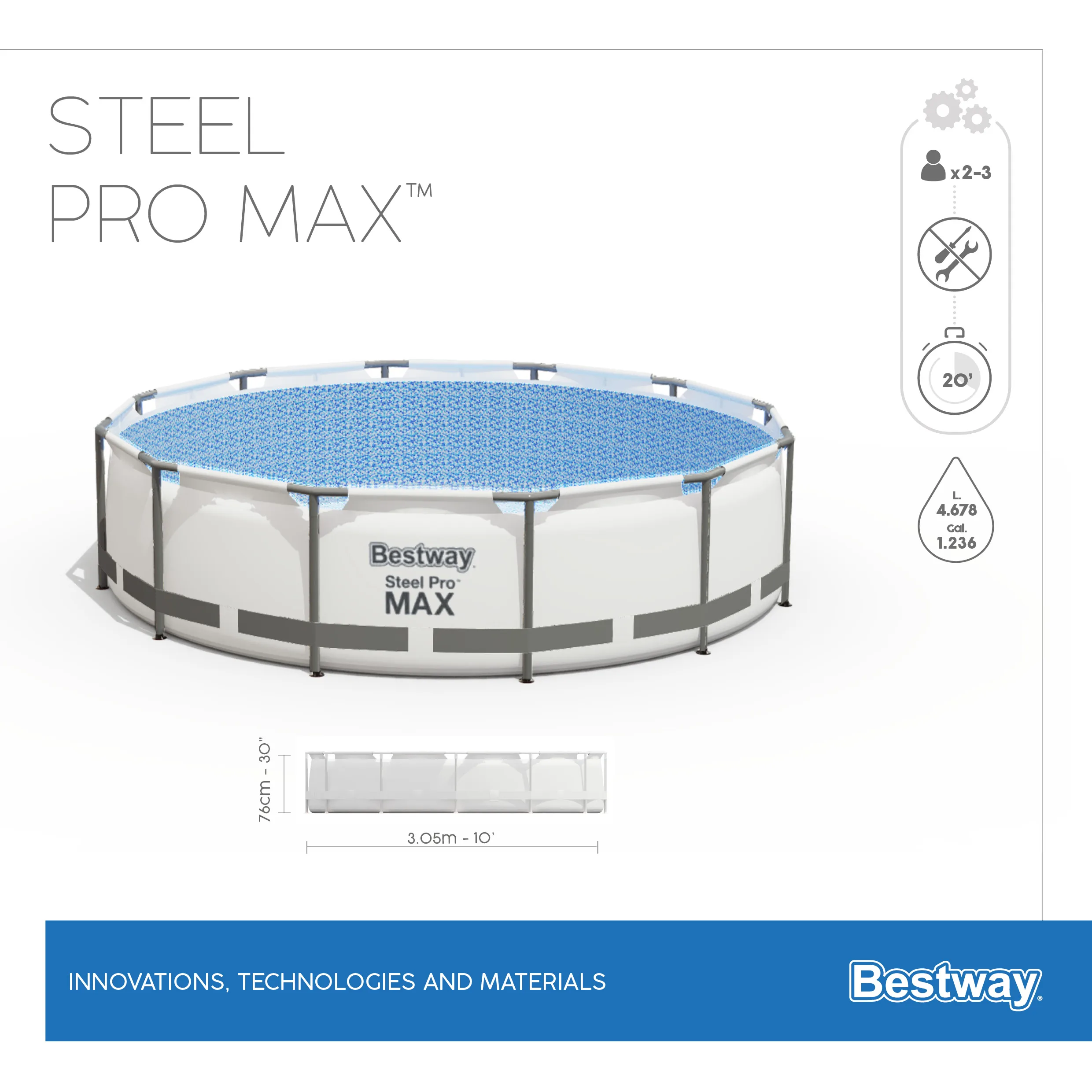 Bestway 56406 PVC Material Above Ground Swimming Pool