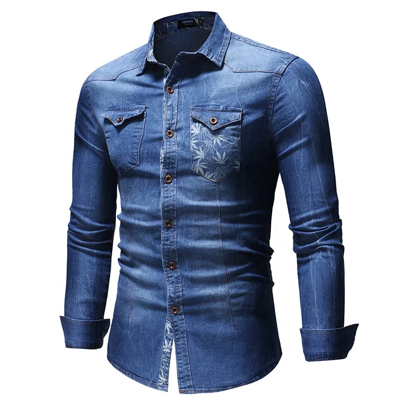Denim Shirt Casual Spring Long Sleeve 