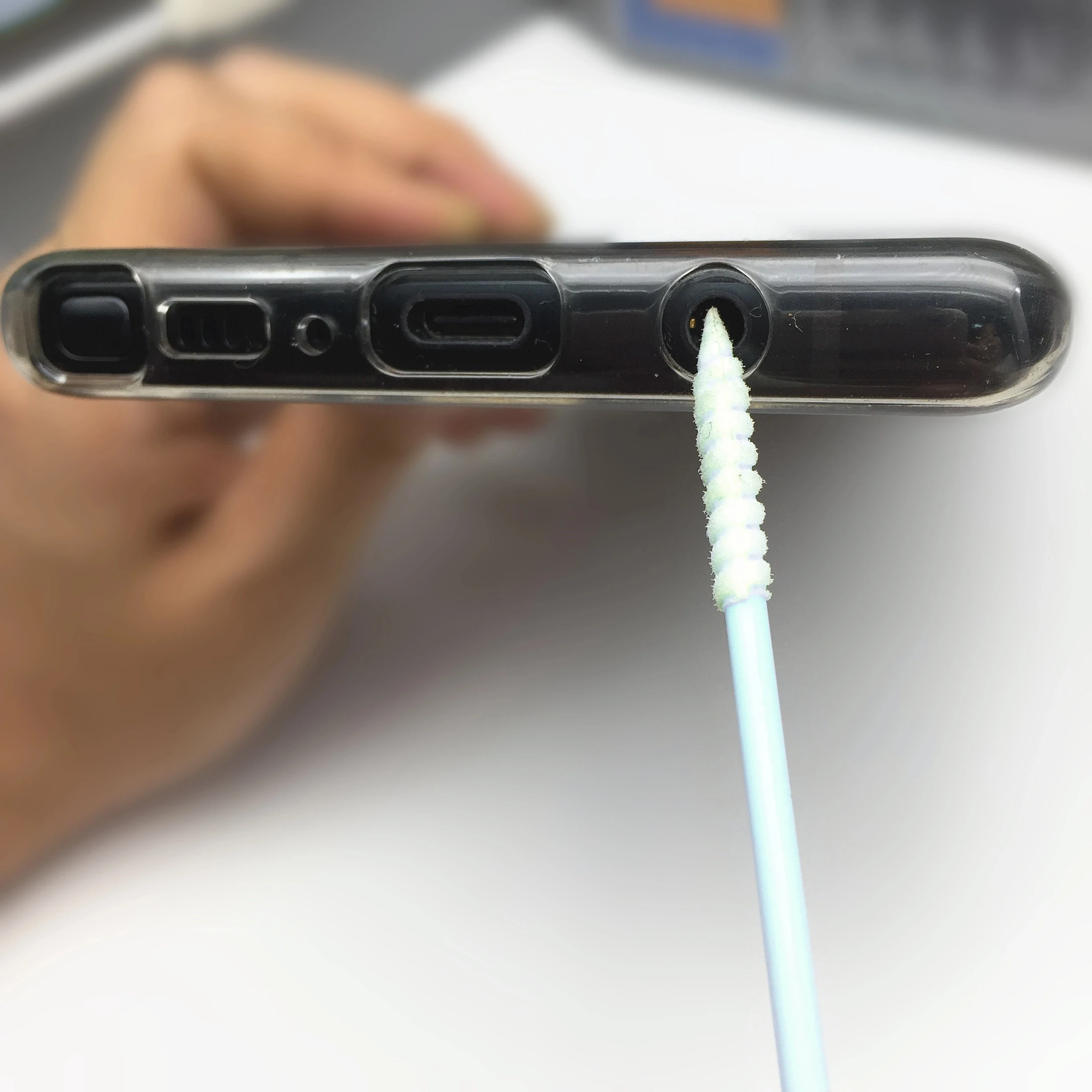 Тонкая остроконечная спиральная чистая комната полиэстера пены Esd головы CM-PS752 вытирает тампоном для чистки электроники 6