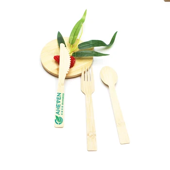 Best selling 170 mm Knife Fork Spoon Bamboo Cutlery Set For Restaurant Travel Party Fast Food Using