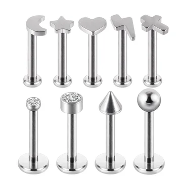 16G Minimalist G23 Solid Titanium Cartilage Earring Stud Classic Helix Tragus Earrings Medusa Lip Piercing Party Jewelry