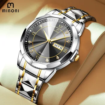 Men's Quartz Wrist Watch With Waterproof Luminous Calendar 41mm Dial Display Fashion Business Style Stainless Steel Band Stock