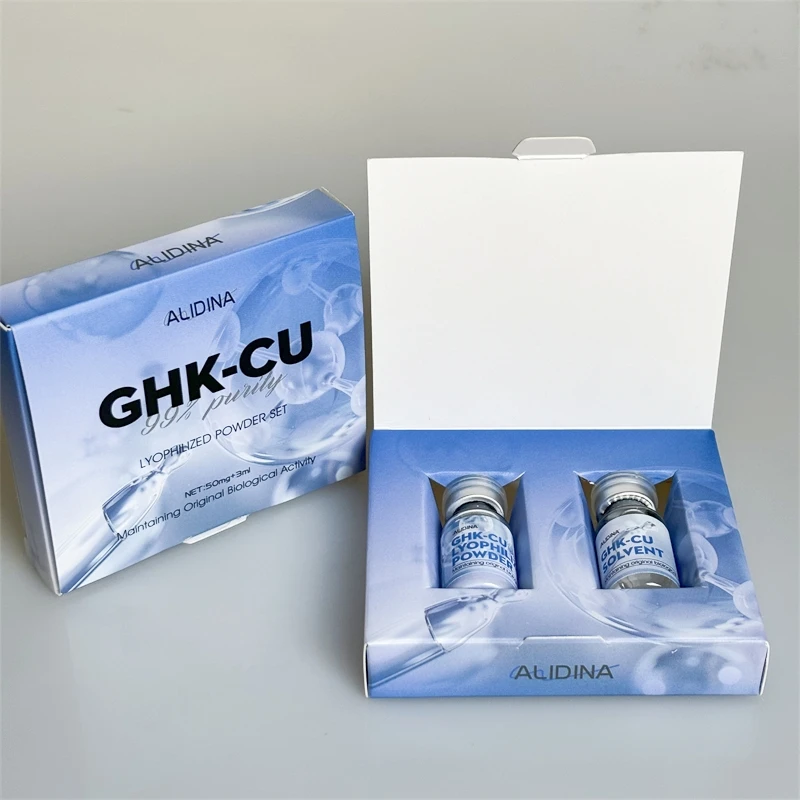 lyophilized ghk cu Private Label Copper Peptide Serum Blue Copper Peptide GHK-cu Liquid Face  Serum Ampoule Mask