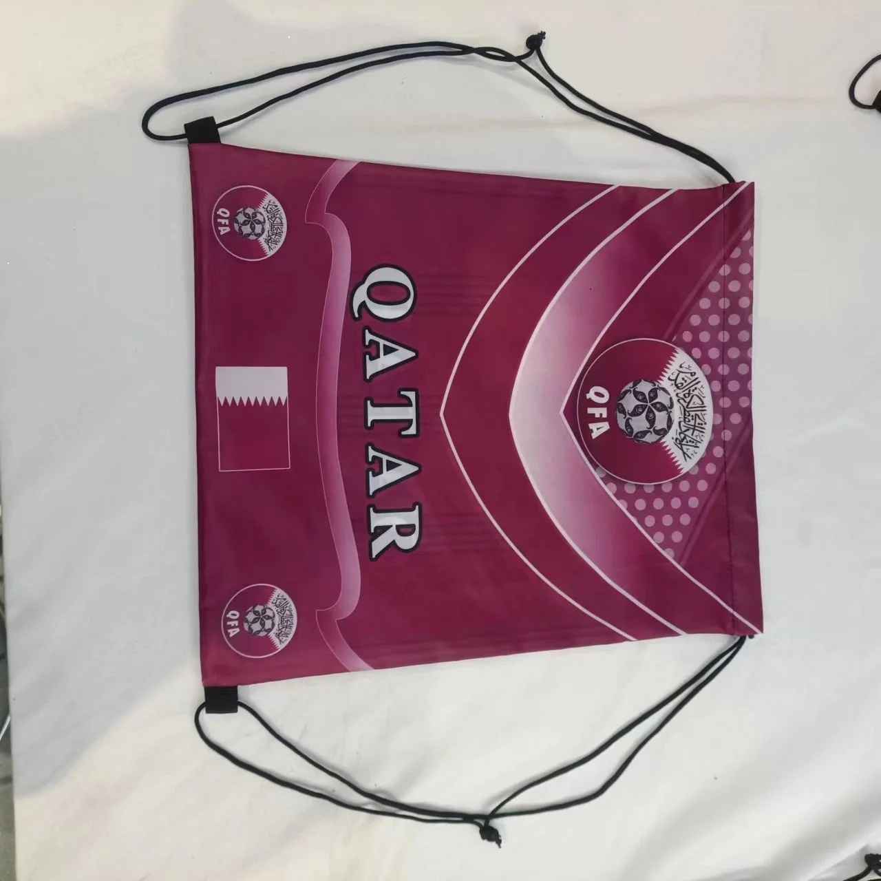 Qatar World Cup Fan Supplies Flag Football Drawstring Backpack World
