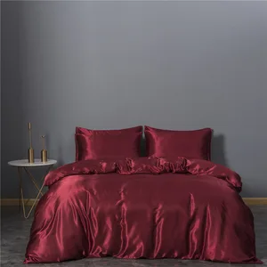 Hot Sale Silky Satin Duvet Cover Set Bedsheet Polyester Superior Quality Duvet Cover Bedding Set