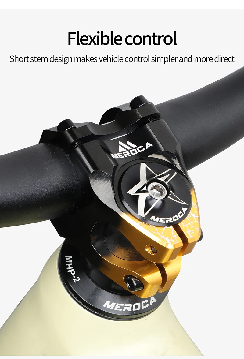 Meroca ME35 Gradient Color 5-Axis for CNC Bicycle Stem 35mm Short Stem with Hollow Design Waterproof & Rustproof Stem Kits