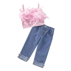 Baby Boys Clothing Set Autumn Halter T-Shirt Denim Pants 2PCS 100% Cotton Breathable European-American Style