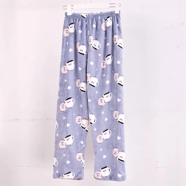 Factory Wholesale Cat Christmas Cartoon Plus Size Fleece Pajama Pants for Women Home Casual Autumn Winter Flannel Pants Adult