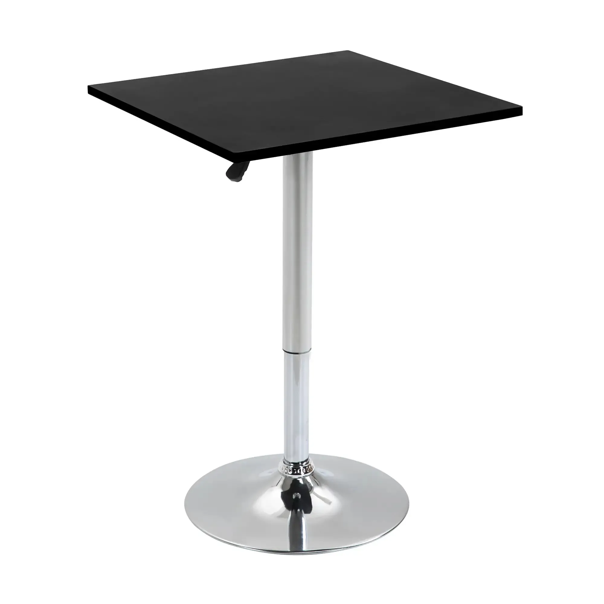 HOMCOM Height Adjustable Square Table, Metal and MDF, Bar Table, Kitchen, Living Room, Black, 60x60x69-93cm