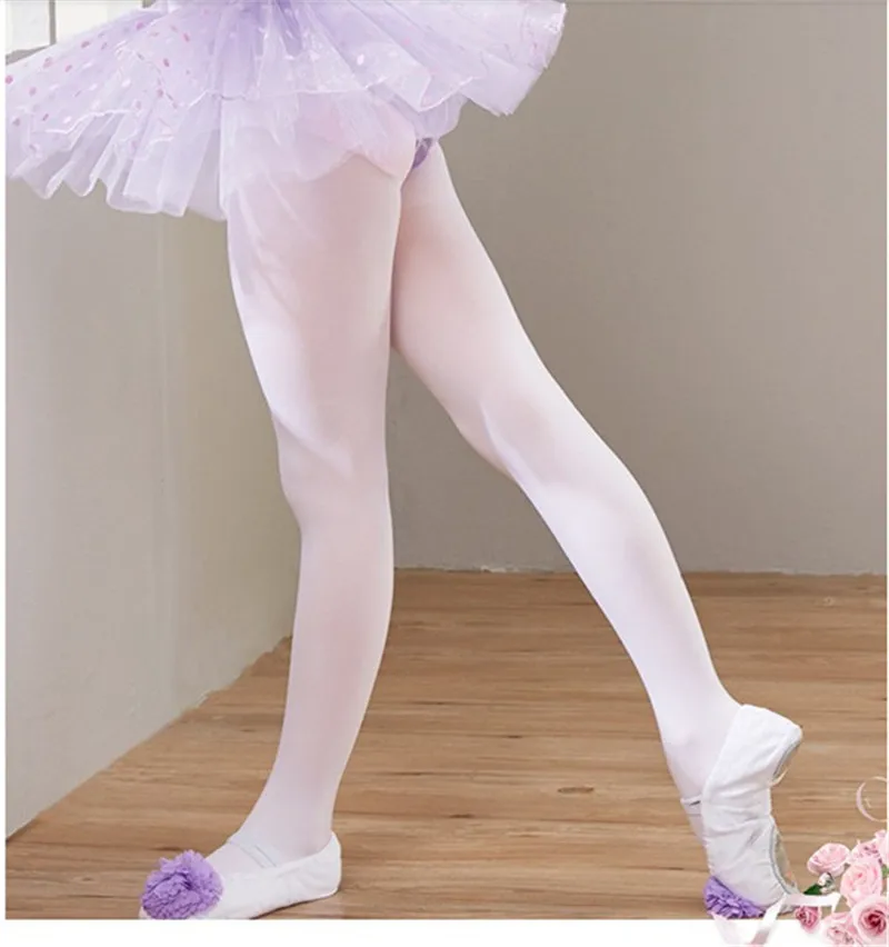 Girl Kid Teen Children 90D Ballet Dance White Stockings Pantyhose